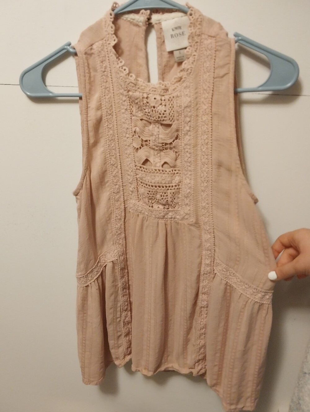 Knox Rose Lace Detail Feminine Tank Top Light Pink S